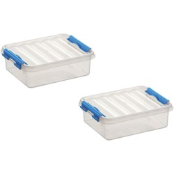 2x stuks kunststof stapelbare opbergbakken 1 liter 20 x 15 x 6 cm - Opbergbox