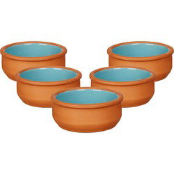 La Dehesa Tapas schaaltjes - 18x - mini - terracotta/blauw - 8 x 4 cm - Snack en tapasschalen