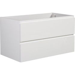 Badplaats Wastafel Onderkast Angela 80 x 48 cm - Wit Hoogglans - Hangend Wastafelmeubel Met Lades