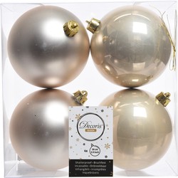 Kerstversiering kerstballen 8x champagne kunststof 10 cm - Kerstbal