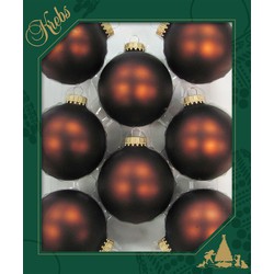 8x stuks glazen kerstballen 7 cm mustang velvet bruin mat - Kerstbal
