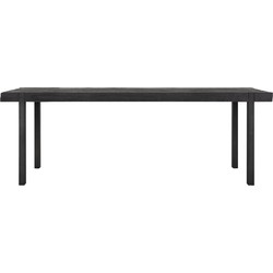 DTP Home Dining table Beam BLACK,78x225x100 cm, 8 cm recycled teakwood top
