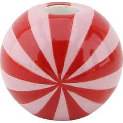 Candle holder - Swirl - Dolomite - Red/Pink - 10x10x10cm