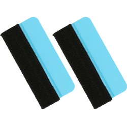 Multipak van 2x stuks aandruk spatels/rakels blauw kunststof voor raamfolie en plakplastic ca. 10 cm - Meubelfolie