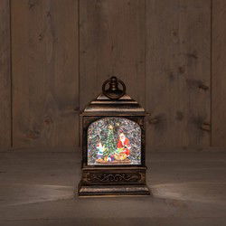 B.O. Lantern Santa Glitter Water Led Warm White 13,5X25,5 cm