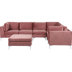 Beliani EVJA - Modulaire Sofa-Roze-Fluweel