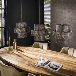 Hanglamp Metaal - Zwart/Bruin - 3-Lichts - 135x35x150cm