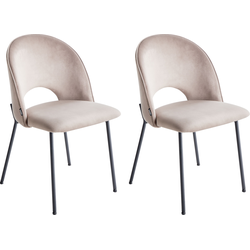 Beliani COVELO - Eetkamerstoel-Beige-Fluweel