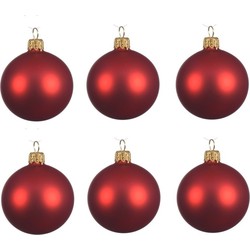 6x Glazen kerstballen mat kerst rood 8 cm kerstboom versiering/decoratie - Kerstbal