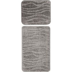 Bari Badmat / Toiletmat - Badkamer Set 2-Delig - Wasbaar - Anti-slip - Zilver- 40x50 CM & 50x80 CM