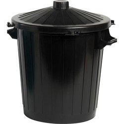 Vuilnisbak/prullenbak emmer met deksel - 50 liter - zwart - 51 x 65 cm - Prullenbakken