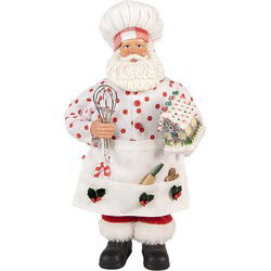Clayre & Eef Kerstdecoratie Beeld Kerstman Wit Textiel