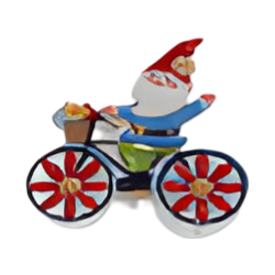 Steker ijzer kabouter op fiets 18x60 cm