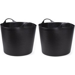 Benson Emmer/wasmand - 2x - flexibel - rond - zwart - 45 liter - Wasmanden