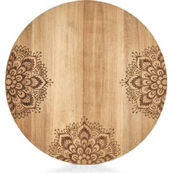 1x Ronde snij/serveerplanken met mandala print 27 cm - Snijplanken