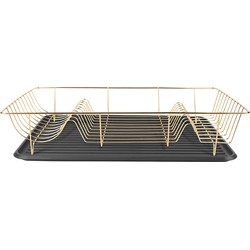 Afdruiprek - Linea Verguld met Mat Zwarte tray - 49x32x9,5cm