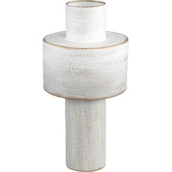PTMD Shico White iron vase white wash round L