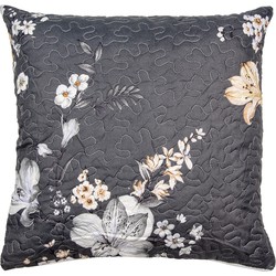 Clayre & Eef Kussenhoes 50x50 cm Grijs Beige Polyester Bloemen Sierkussenhoes