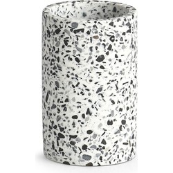 Tandenborstelhouder - kunststeen - terrazzo patroon - D7 x H11 cm - Tandenborstelhouders