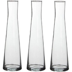 3x Bloemenvazen van glas 30 x 4,5 cm - Vazen