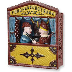 A CAST IRON PUNCH AND JUDY MECHANICAL BANK
