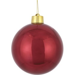 1x Grote kunststof decoratie kerstbal donkerrood 20 cm - Kerstbal