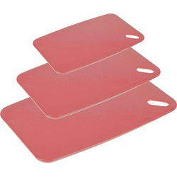 Snijplanken - set van 3 - kunststof - rood - 24/30/35 cm - Snijplanken