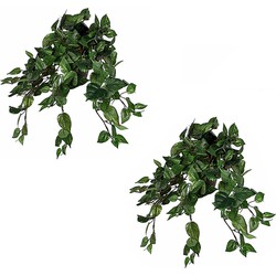 2x stuks scindapsus Drakenklimop kunstplanten groen L45 x B25 x H25 cm hangplant - Kunstplanten