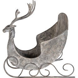 Clayre & Eef Decoratie Beeld Slee Grijs Metaal Hert