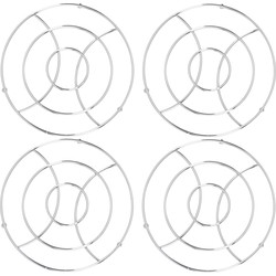 Set van 4x stuks ronde pannen onderzetters van metaal/chroom 18 cm - Panonderzetters