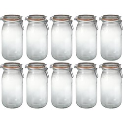 10x Luchtdichte weckpottentransparant glas 2 liter - Weckpotten