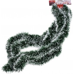 Christmas Gifts Kerstslinger - groen - met sneeuw - 270 cm - folie - Guirlandes