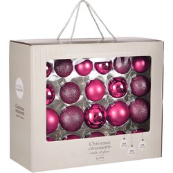 House of Seasons Kerstballen Set - 42 Stuks - Ø7 cm - Glas - Fuchsia