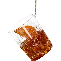 Ornament kerstbal Cocktail Old Fashioned Glas Bruin 7.5 cm