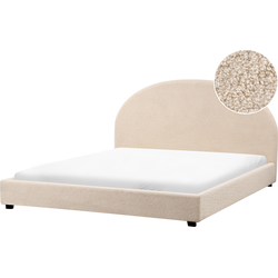 Beliani VAUCLUSE - Tweepersoonsbed-Beige-Bouclé
