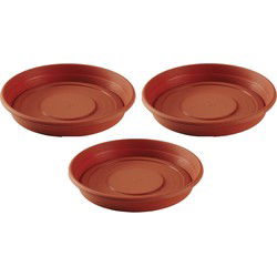 Hega Hogar Bloempot/plantenpot onderschaal - 3x - D43 cm -terra cotta kleur - Plantenpotten