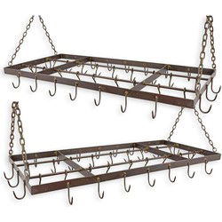 A PAIR OF RECTANGULAR IRON POT AND PAN RACKS