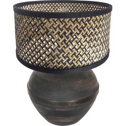 Anne Lighting - tafellamp - Lyons - zwart - bamboe hout - Ø 40cm - E27 - 3745ZW