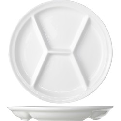 Porseleinen fondue/gourmet bord 4-vaks rond 26 cm - Gourmetborden