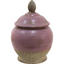 Clayre & Eef Voorraadpot  Ø 19x26 cm Roze Beige Keramiek Voorraadbus