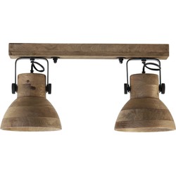 Light&living Hang-/wandlamp 2L 50x17x25 cm ILANIO hout bruin+mat zwart