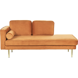 Beliani MIRAMAS - Chaise longue-Oranje-Fluweel