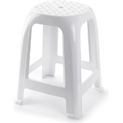 PlasticForte Opstap krukje - L37 x H46,5 cm - wit - keukenkrukje - Huishoudkrukjes