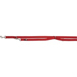 TRIXIE HONDENRIEM PREMIUM DUBBELGESTIKT VERSTELBAAR ROOD 200X2 CM