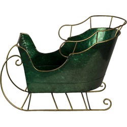 Clayre & Eef Beeld Slee 34x18x22 cm Groen Ijzer Kerstdecoratie