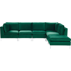 EVJA - Hoekbank met ottomaan 5 zits - Groen - Links - 300 cm - Fluweel