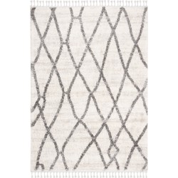 Safavieh Marokkaans Shaggy Geweven Tapijt voor Binnen, Berber Fringe Shag Collectie, BFG628, in Creme & Grijs, 122 X 183 cm