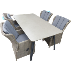 Set van Simi tafel 180x100 cm antraciet en 4 Darwin verstelbare stoelen grijs