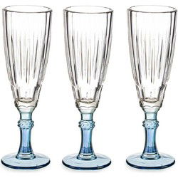 Luxe Exotic Collection Champagneglazen set 6x stuks op blauw voet 170 ml - Champagneglazen