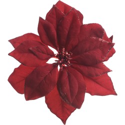 Decoris Kersthangers - 24 cm - bloemen kerstster - rood - Kersthangers